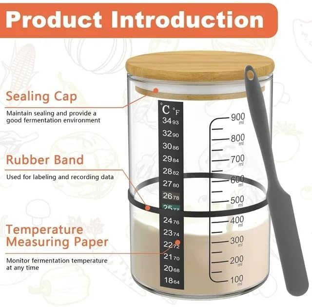 Pro Sourdough Bread Starter Kit - 34 oz sourdough jar with 5 unique features for the perfect sour dough bread & sourdough starter kit - baking supplies