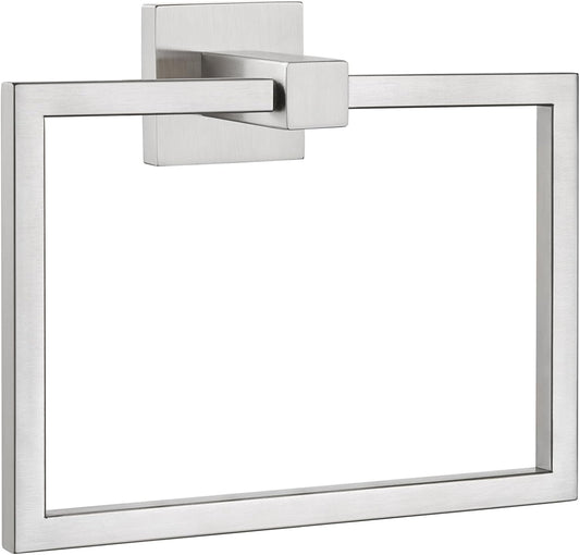 APLusee Brushed Nickel Towel Ring, 304 Stainless Steel Square Bathroom Towel Holder, Wall Mounted