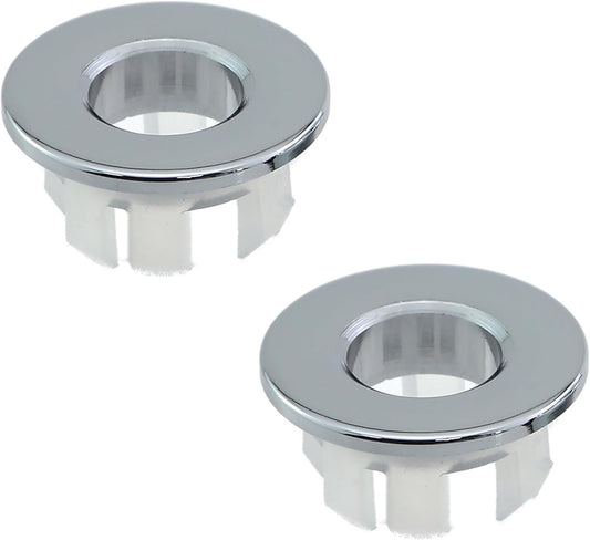 2PCS Kitchen Sink Drain Silver Full Brass Basin Overflow Decorative Cover 22-24mm Hole Inside Diameter Insertion Cap