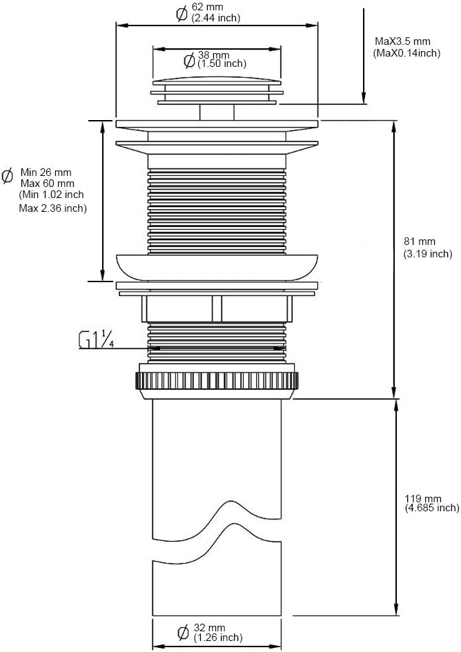 Polished Chrome Pop Up Sink Drain without Overflow, Bathroom Faucet Vessel Vanity Sink Drain Stopper