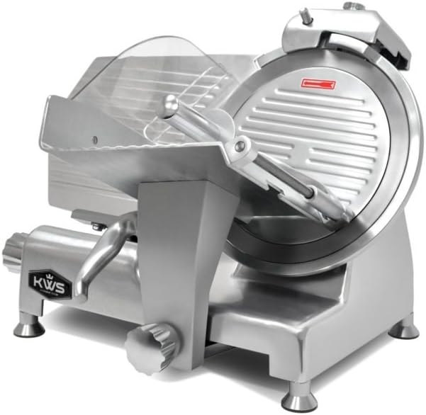 KWS Metal Collection 420W 12 Inch Commercial Meat Slicer MS-12DS Anodized Aluminum Base with Stainless Steel Blade + Blade Removal Tool, Frozen Meat/Cheese/Food Slicer Commercial and Home Use