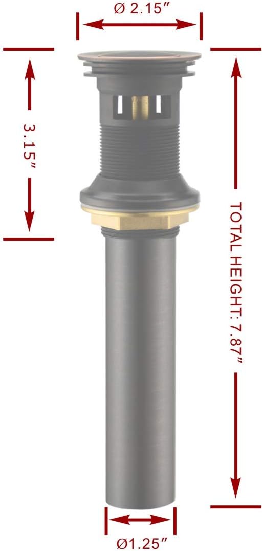 Purelux Pop up Drain Stopper for Bathroom Faucet Vanity or Vessel Sink Bathroom Drain Assembly No Overflow, Oil Rubbed Bronze