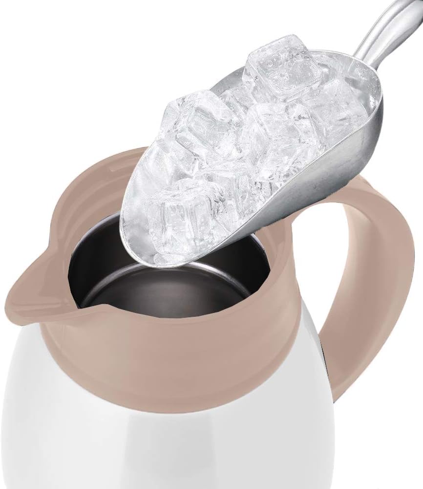 GiNT Stainless Steel Thermal Coffee Carafe, Double Walled Vacuum Thermal Carafe, Water and Beverage Dispenser,12 Hour Heat Retention，65 OZ /1.9 Liter White