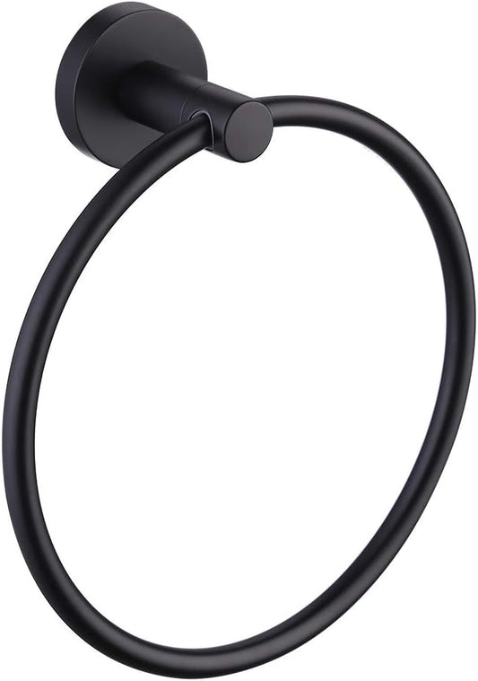 KES Matte Black Towel Ring Hand Towel Holder for Bathroom, Kitchen Bath Towel Holder Hangers Heavy Duty Storage Round Wall Mount SUS 304 Stainless Steel, A2180DG-BK