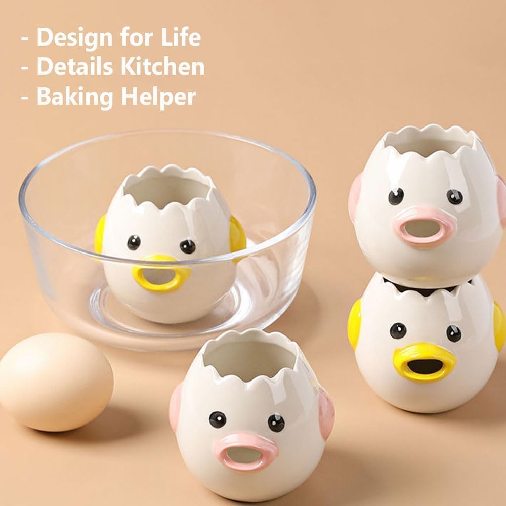 Ceramic Cute Egg Separator, Mini Egg White and Yolk Separator, Practical Kitchen Small Egg Filter Splitter, Kitchen Gadget Baking Assistant Tool, Dishwasher Safe (Yellow)