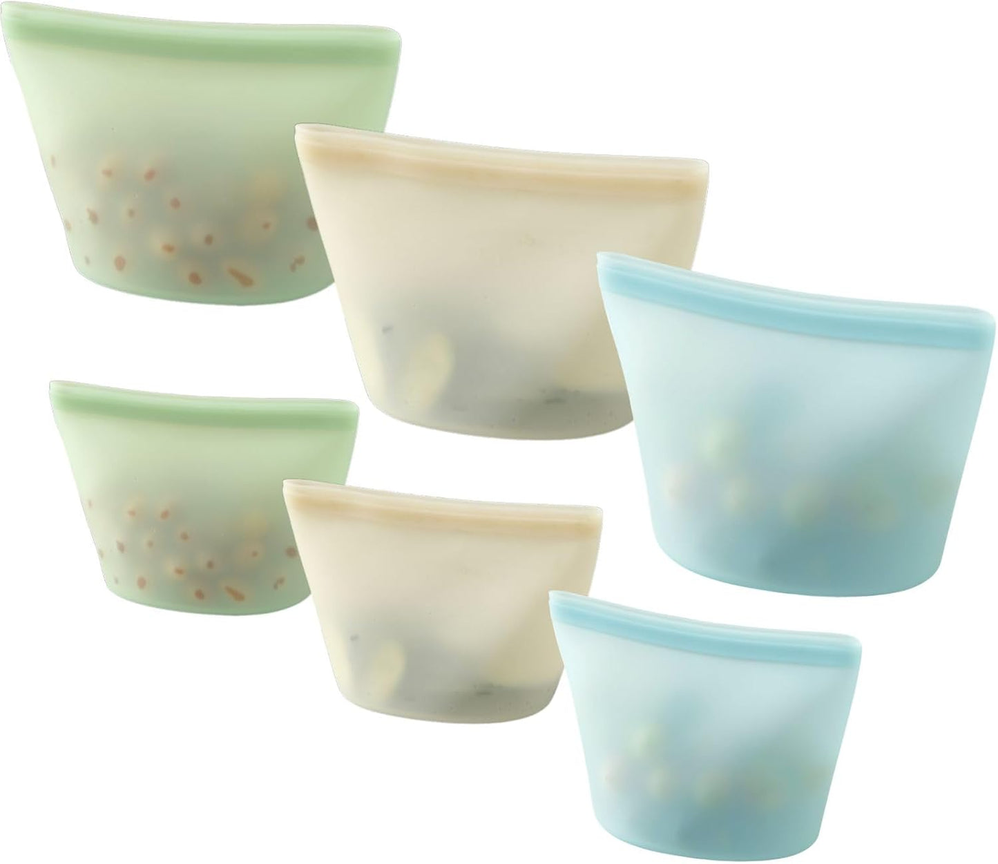 6 Pack Reusable Silicone Food Storage Bags, Emptycolor Reusable Ziplock Bags, Leakproof Freezer Bag for Sandwich, Snack, Dishwasher Safe, BPA Free