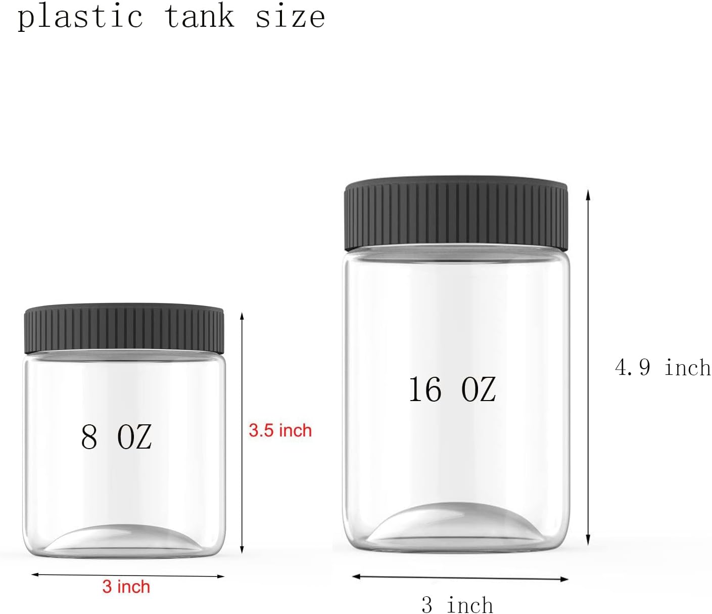 8 Oz Clear Plastic Jars with Black Lids Refillable Kitchen Storage Containers for Dry Food, Coffee, Nuts and More, 6 Pack