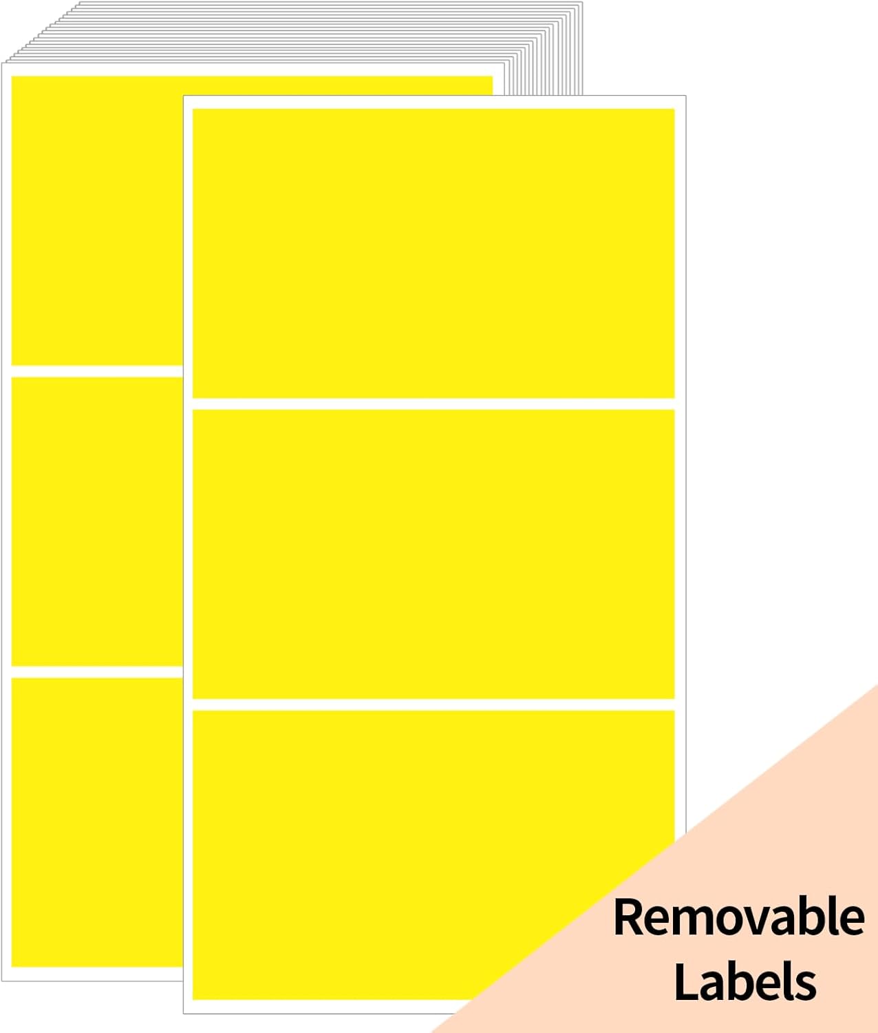 STARLIBOO Removable Colored Labels Stickers, 3X5 Inch Removable Large Label Stickers for Moving Boxes and Storage Bins- Waterproof- Tear Resistant (Yellow)