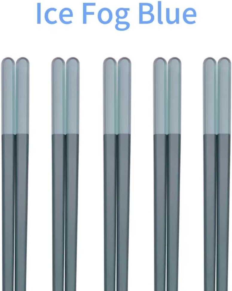 Random Mood Modern Design Chopsticks - Reusable, Dishwasher Safe, Non-Slip Fiberglass, Ice Fog Blue Color, 5 Pairs, 9.5in/24cm, Great for Chinese, Japanese, Korean Cuisine