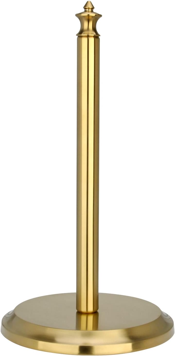 Akicon Paper Towel Holder Stand for Kitchen Countertop & Dining Room Table (Brushed Gold Brass, Classical)