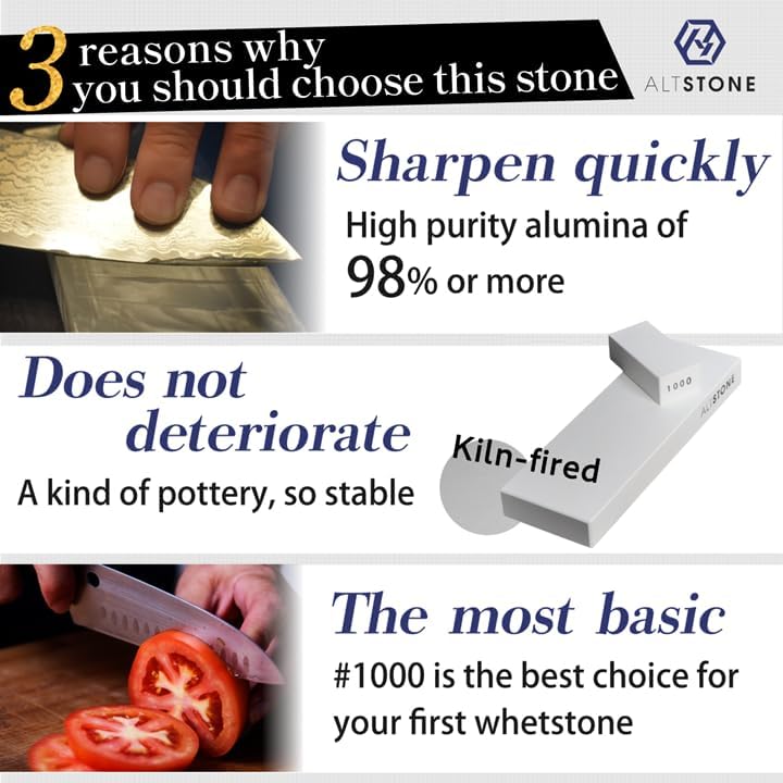 Whetstone Sharpening stone medium 1000 finishing 3000 w/Nagura, 7.1" x 2.4" x 0.8" (Pro Power. Perfectly Compact for home use), Made in Japan (#1000/#3000)