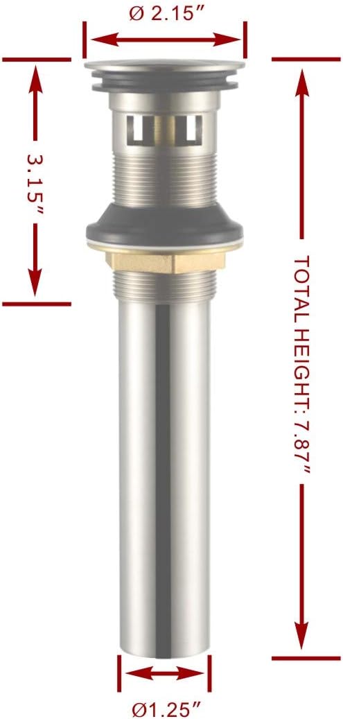 Purelux Bathroom Sink Drain Stopper Faucet Vanity Sink Pop Up Drain Assembly with Overflow, Chrome Finish