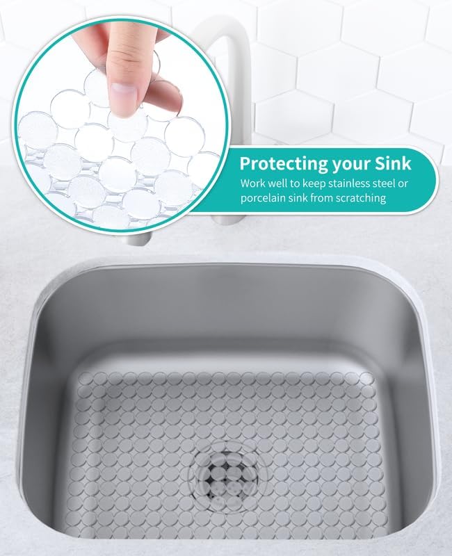 Bligli 2-Pack Kitchen Sink Mat: PVC Adjustable Sink Protector | Sink liner Pad | Dish Drying Mats, Easy to Clean & DIY Cut | 15.7 x 11.8 inch (Clear)