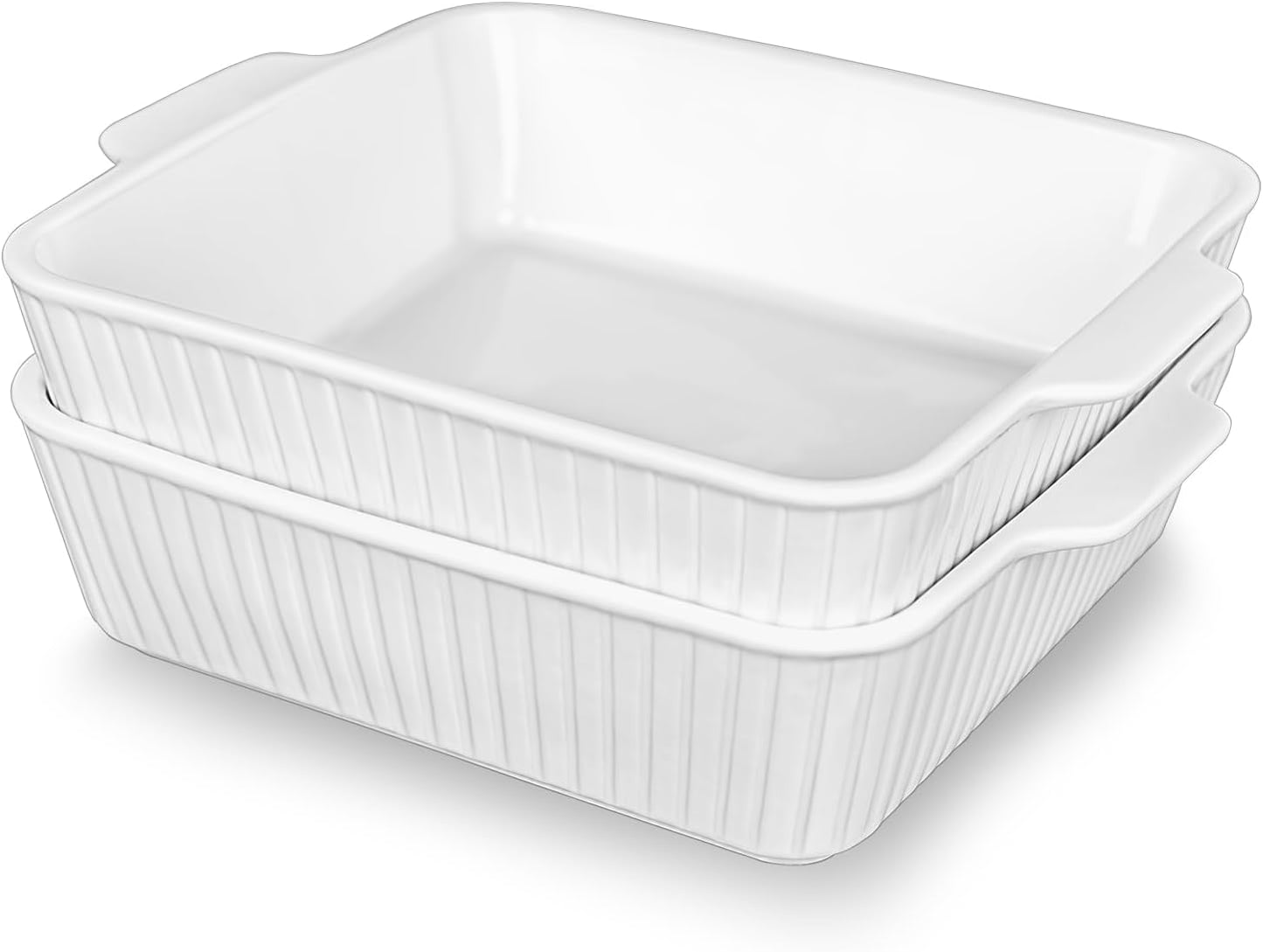 Casserole Dishes for Oven, 10'' Square Casserole Baking Dish, 2 Pack Ceramic Baking Dishes, Bakeware Sets with Handles, Lasagna Pan for Baking, Cake, Kitchen, Microwave, Dishwasher Safe