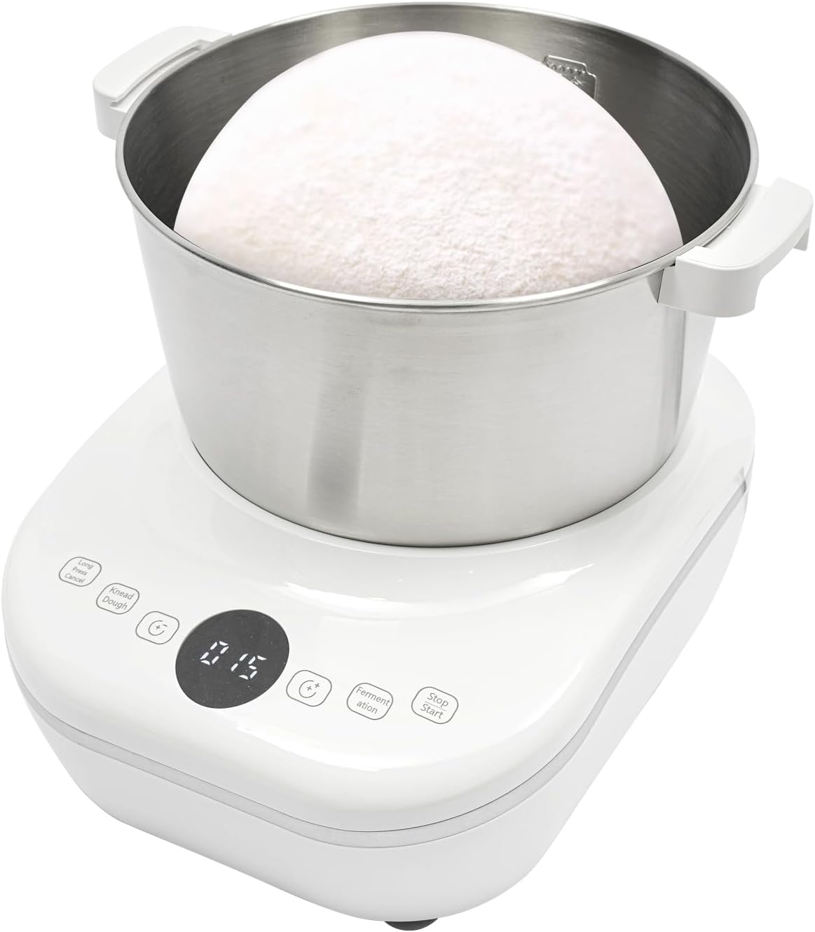 Electric Dough Maker with Ferment Function, 5L/ 4.5Qt 200W 304 Stainless Steel Dough Mixer Machine, Commercial Bread Mixer for Roti Bread Pizza Baking Dumpling Dough & Sourdough(White)