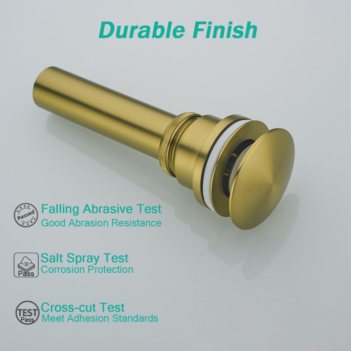 Bathroom Sink Drain With Overflow and Without Overflow Vessel Sink Lavatory Vanity Dual Use Pop Up Drain Stopper,All Metal Rustproof Brass and 304 Stainless Steel,Champagne Bronze