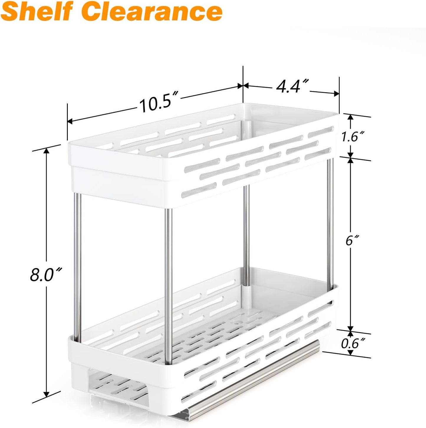 Pull Out Spice Rack Organizer for Cabinet, 2 Pack Slide Out Spice Racks Organizer, Spice Cabinet Organizers, Cabinet Size Need:12'' Highx11'' Deepx5'' Wide,Hold 10 Spice Jar Each Tier-2Tier, White