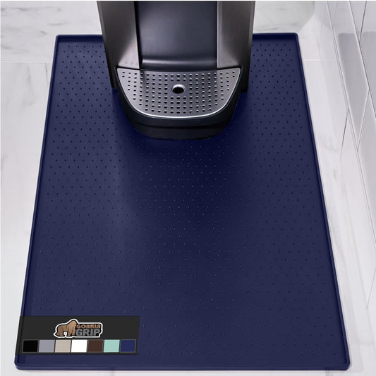 GORILLA GRIP Silicone Coffee Mat, 15x23, Espresso Drink Bar Station Accessories, Waterproof Heat-Resistant Dish Drying Mats, Stay in Place on Kitchen Counter, Home Kitchen Decor Essentials, Navy