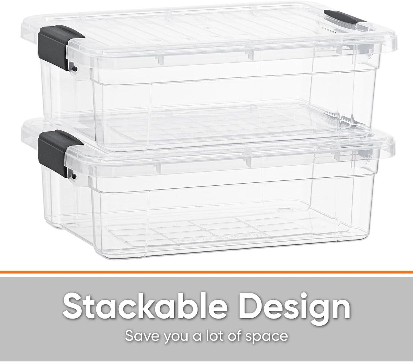 Superio Clear Storage Boxes with Lids, 4.5 Quart Plastic Container Bins for Organizing, Stackable Crates, BPA Free, Non Toxic, Odor Free, Organizers for Home, Office and Dorm, 4 Pack