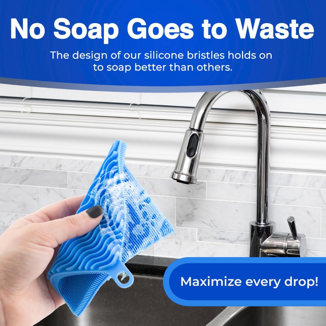 Silicone Dish Sponge Dish Scrubber (Oval and Square) - Dual-Sided, Food Grade Silicone Sponges for Dishes and Housecleaning 2-Pack