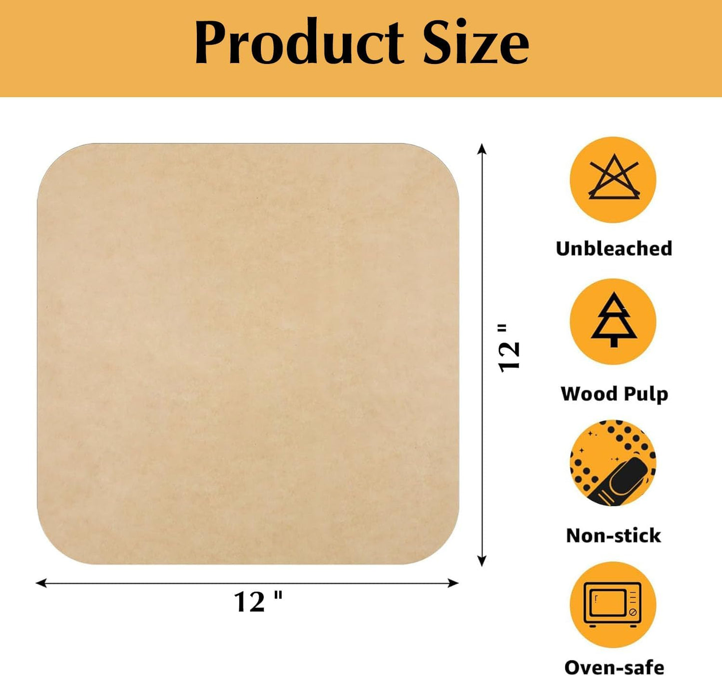 12-inch Air Fryer Parchment Paper Liners - 100 Pcs Non-Stick Unbleached Pre-Cut Squares for Ninja SP101 SP151 SP351 SP201 SP301, Safe & Disposable Air Fryer Sheets