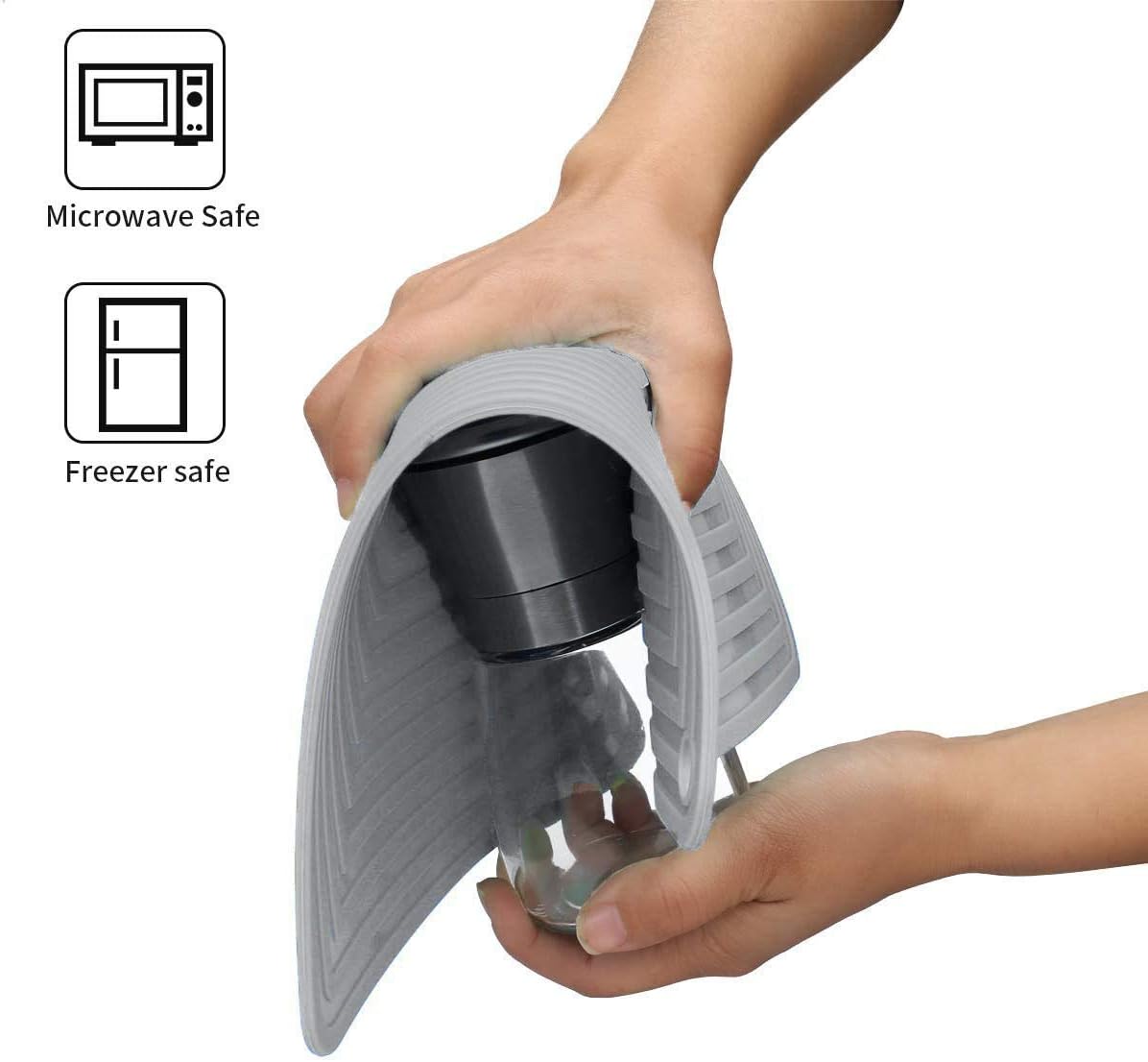 LogHog Large Silicone Trivet Mats for Hot Dishes/Pans, Heat Resistant Pot Holder, 9x12 Non Slip Flexible Durable Pot Coaster Kitchen Table Mats Set of 2 (Gray)