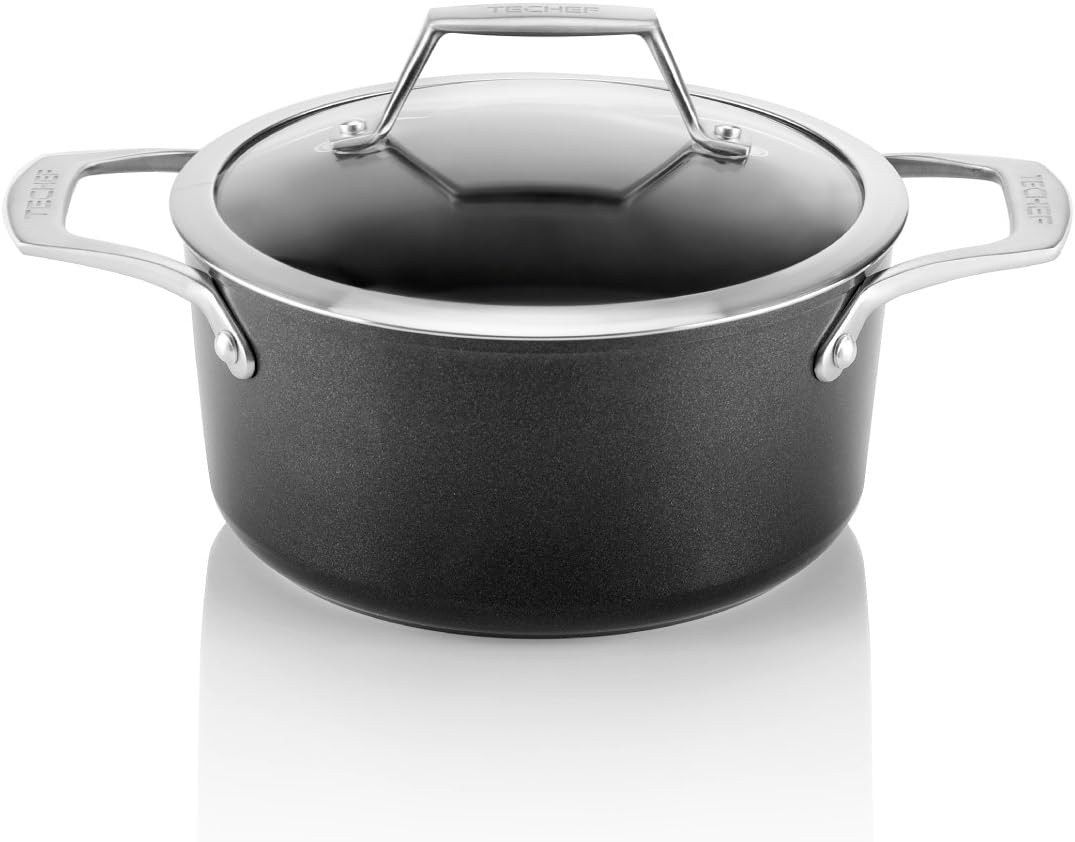 TECHEF - Onyx Collection - 2.8-quart Soup Pot with Glass Lid, coated with New Teflon Platinum Non-Stick Coating (PFOA Free)