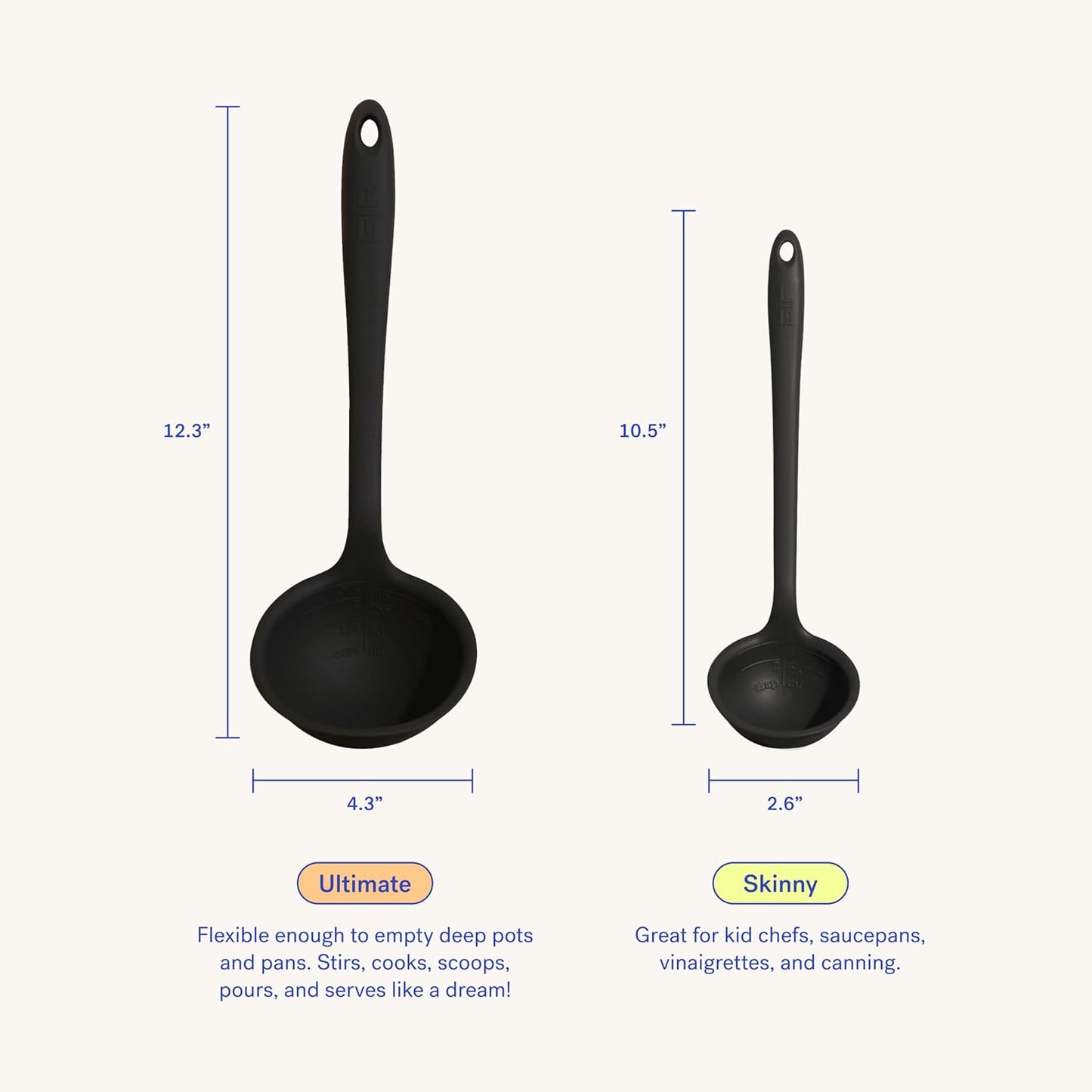 GIR: Get It Right Silicone Pasta Spoon & Ladle - 3/4-Cup Capacity - Red - Heat-Resistant to 425°F - Measurement Markings in Cups & mL - No-Drip Edge - Dishwasher-Ready
