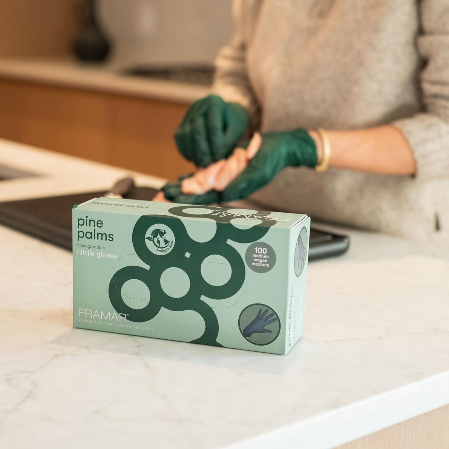 FRAMAR Green Gloves Disposable Latex Free – Powder Free Nitrile Gloves Small, Disposable Rubber Glove Small Nitrile Biodegradable Glove – 100 Pk