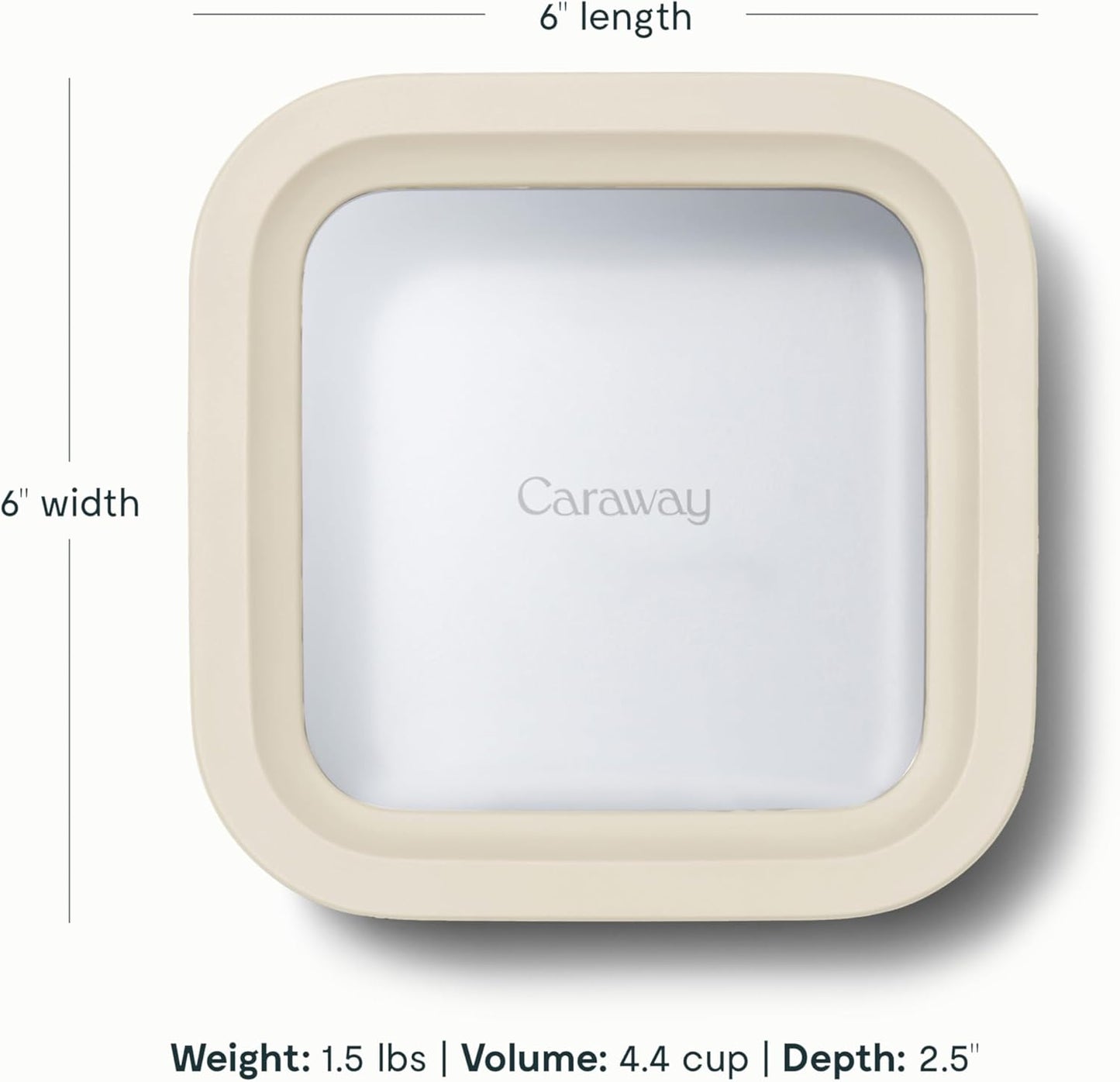 Caraway Glass Food Storage - 4.4 Cup Glass Container - Ceramic Coated Food Container - Non Toxic, Non Stick Lunch Box Container with Lids. Dishwasher, Oven, & Microwave Safe - Cream