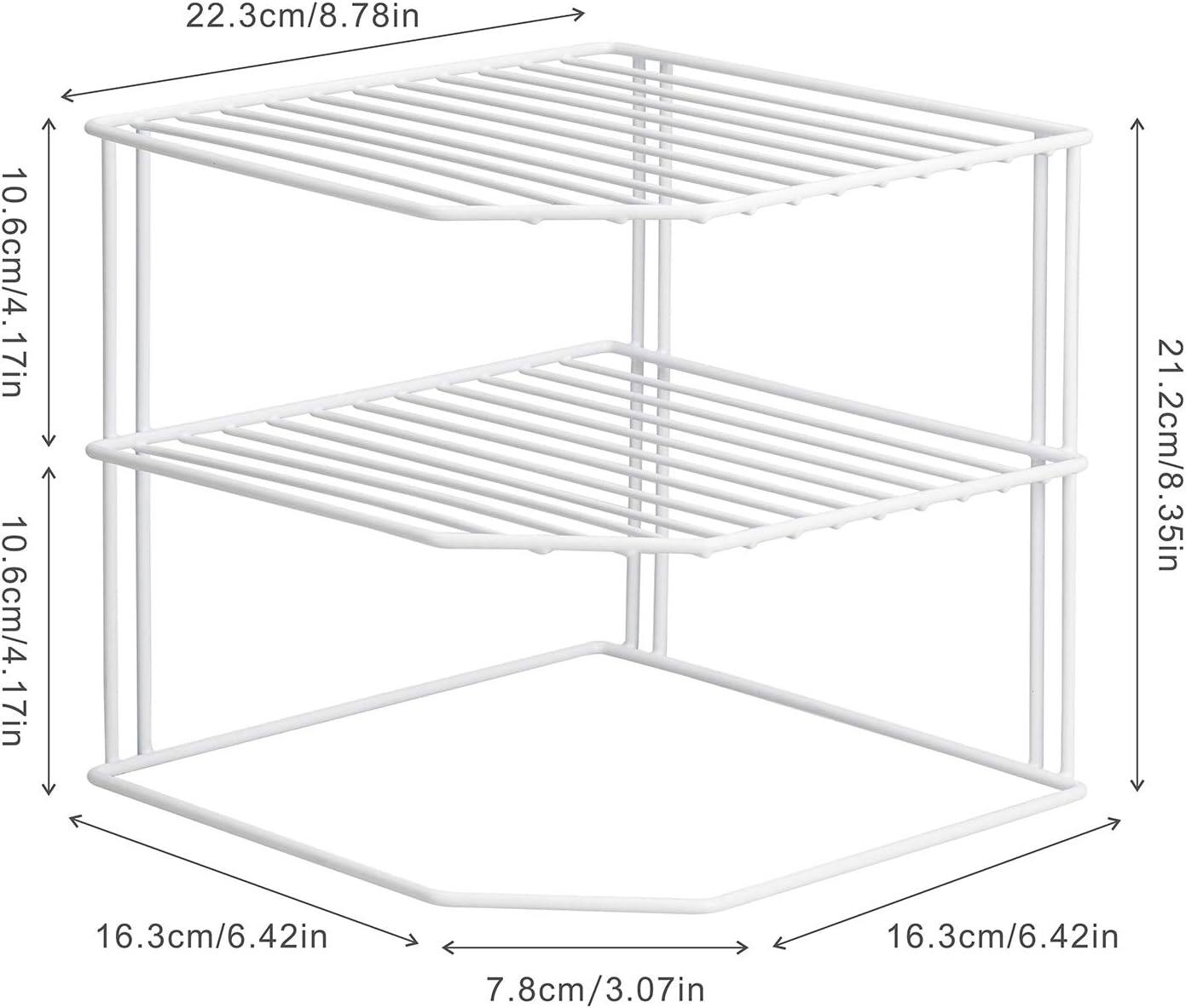ROFAY Kitchen Cupboard Organiser, 3 Tier White Corner Plate Rack for Kitchen Cupboard Storage - Cupboard Shelf Insert Organiser (Pack of 2)