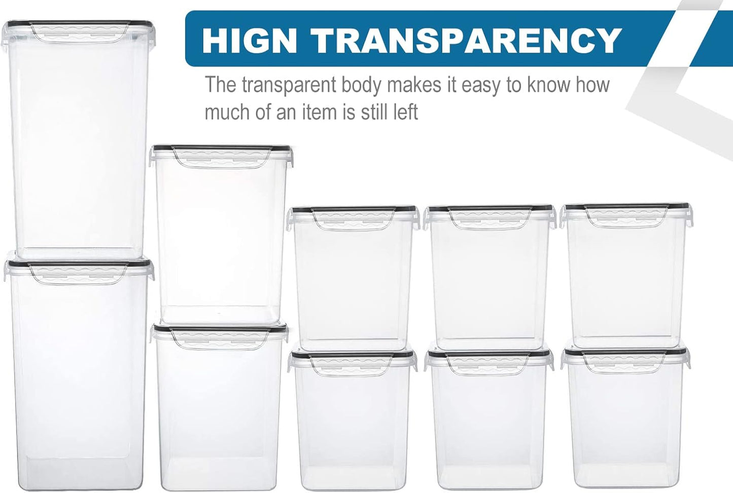 VERONES Large Tall Airtight Food Storage Containers, 10 PACK Plastic Airtight Kitchen & Pantry Organization, Ideal for Flour & Sugar Plastic Canisters with Labels