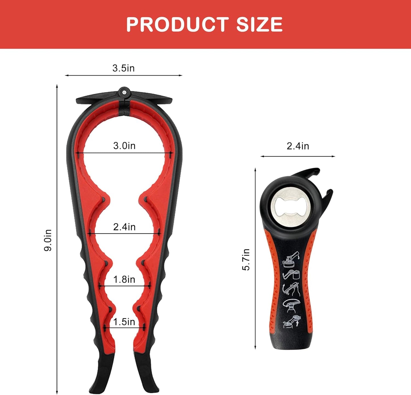 Jar Opener for Weak Hands, Seniors with Arthritis, 5 in 1 Multi Function Bottle Opener Lid Opener For Arthritic Hands