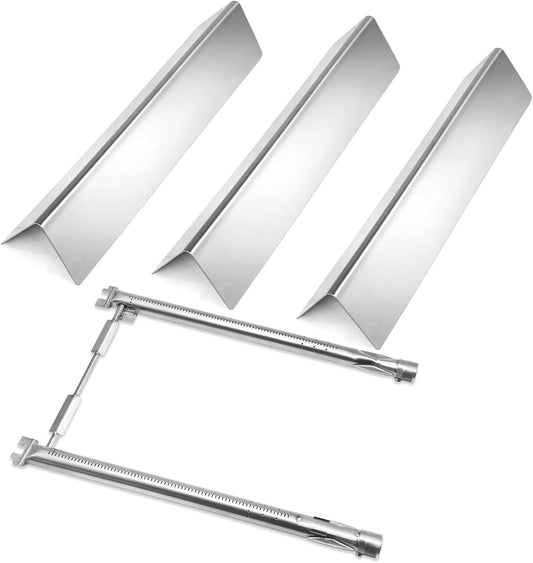 Criditpid Grill Replacement Parts for Weber Spirit I/II 200 with Front Control, 7635 Flavorizer Bars & 69785 Grill Burner Tubes Kit for Weber Spirit E210, E220, S210, S220 Grill, Stainless Steel.