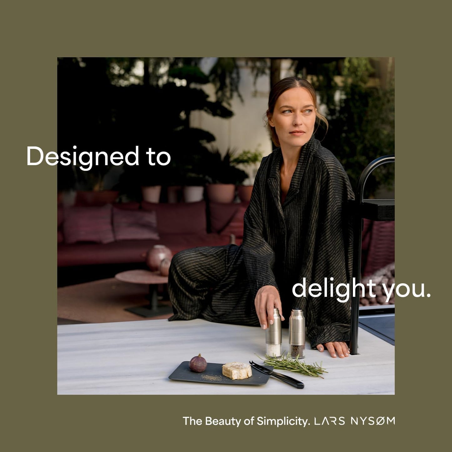 LARS NYSØM Salt and Pepper Grinder Set, Stainless Steel Manual Salt and Pepper Mills, Adjustable Ceramic Grinder, Design Spice Shakers (Stone Blue)