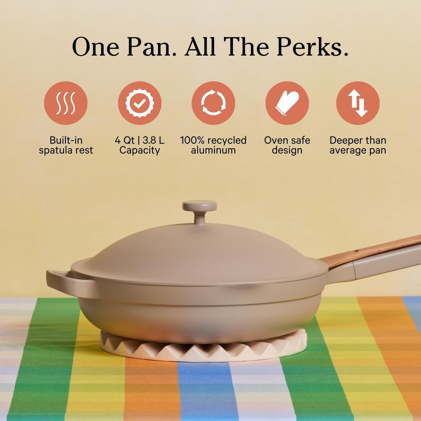 Our Place Large Always Pan 2.0-12.5” (4 Qt) Nonstick, Toxin-Free Ceramic Cookware | Patented 10-in-1 Aluminum Frying & Sauté Pan | Safe for Oven, Induction & All Cooktops up to 450°F | Steam