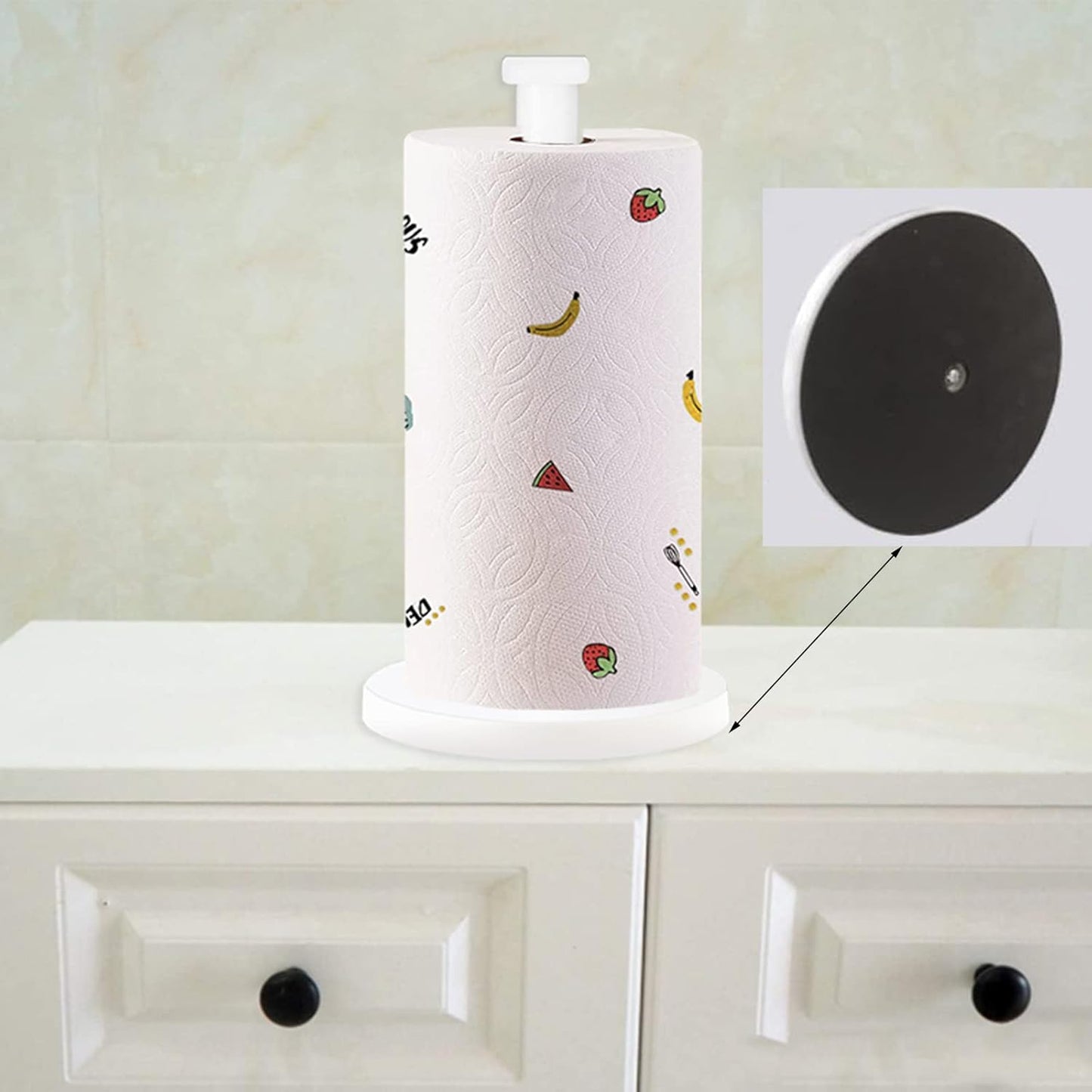 White Paper Towel Holder - Countertop Standing Holder for Kitchen