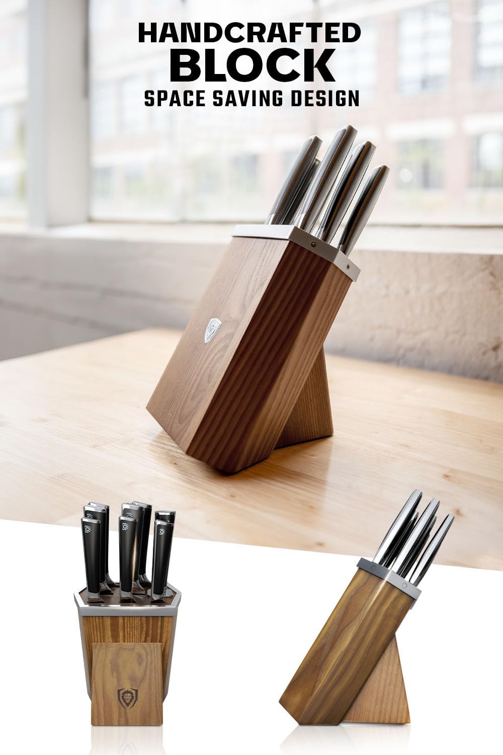 Dalstrong Knife Block Set-8pc-Vanquish Series-Forged High Carbon German Steel-Kitchen Knife Set-Premium Wood Block-Black POM Handle-NSF Certified-Men's Valetines Gift