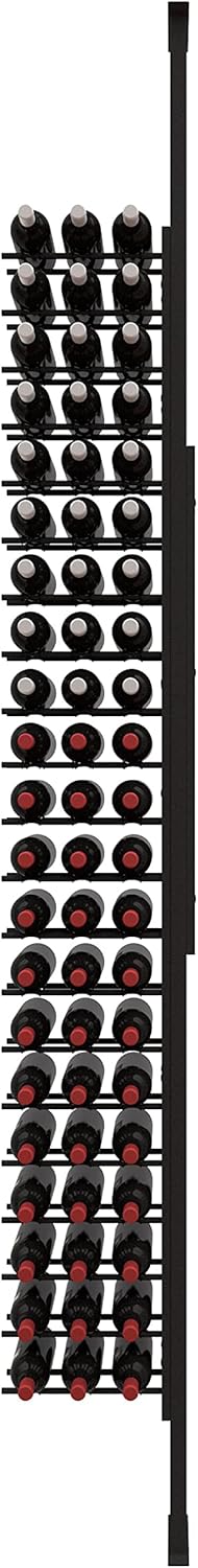 Ultra Wine Racks Floor-to-Ceiling Mount Display (1 Side, Triple Deep, Black, Holds 63 Wine Bottles) - Modern Metal Wine Storage for Wine Cellars, Home Bars, Kitchens, and Dining Rooms
