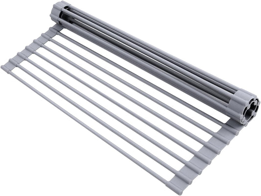 Ohuhu Roll Up Dish Drying Rack, Over The Sink Multipurpose Roll-Up Dish Racks, 16.5" W x 13" L Rolling Heat-Resistant Anti-Slip Silicone Coated Dish Drainer Portable Foldable for Kitchen Counter