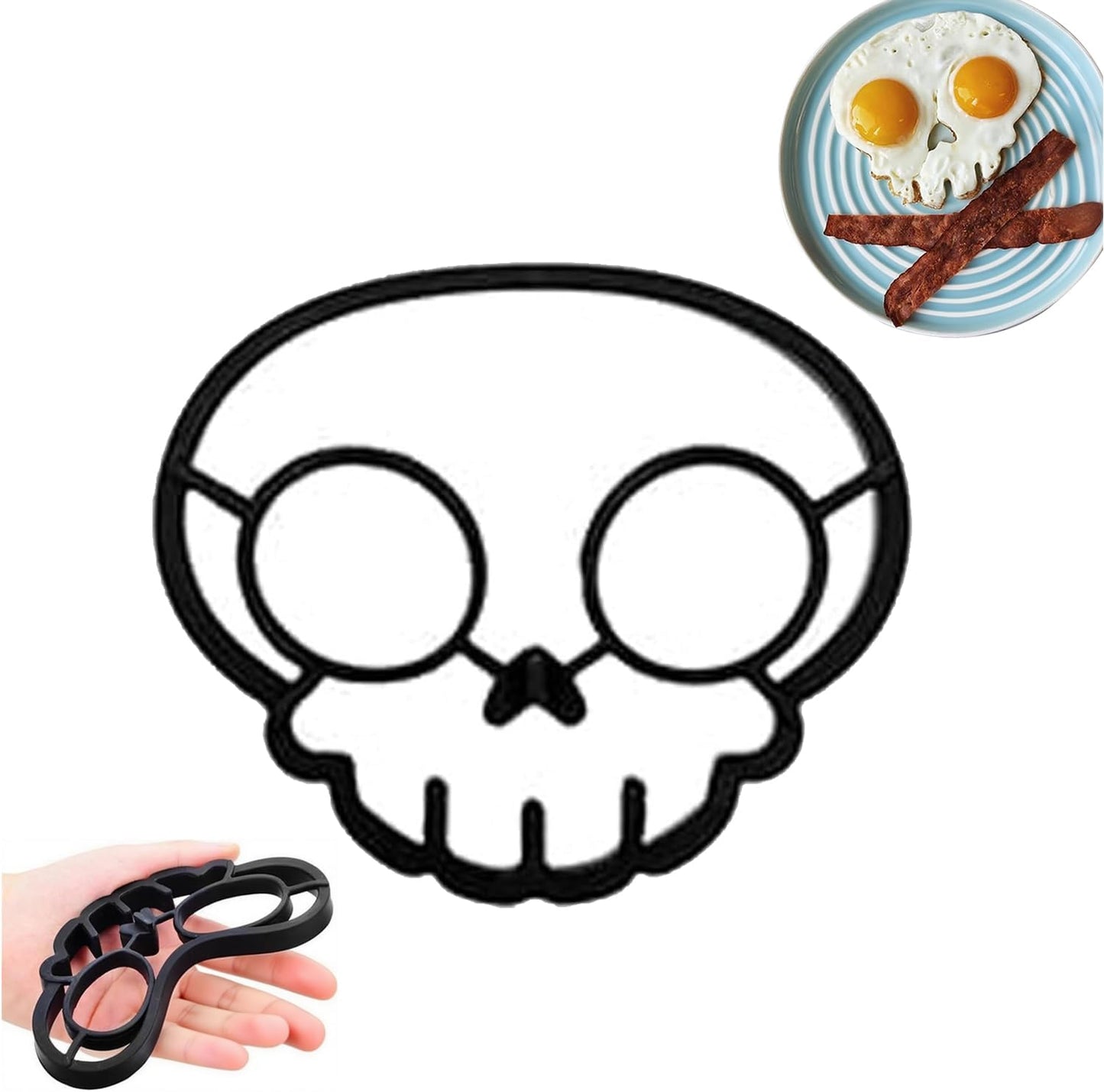 Halloween Horror Skull Egg Mold – Funny Silicone Skeleton Omelette & Pancake Maker, Fried Egg Cooking Mold for Spooky Breakfast, DIY Kitchen Gadget (1pc skull)