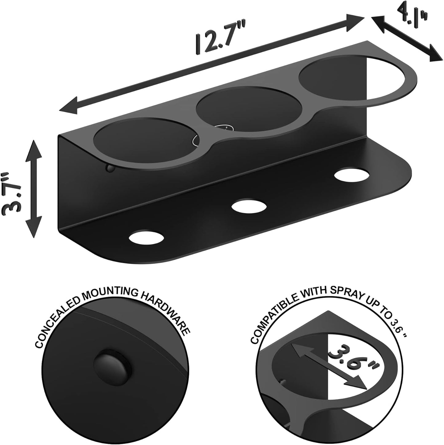 Koova 6 All-Purpose Spray Bottle Holder | Easy Install Wall Mount Hardware Included | Heavy-Duty Powder Coated Steel Storage Rack for Garage And Home | Craft Workspace Paint Bottle Organizer USA Made