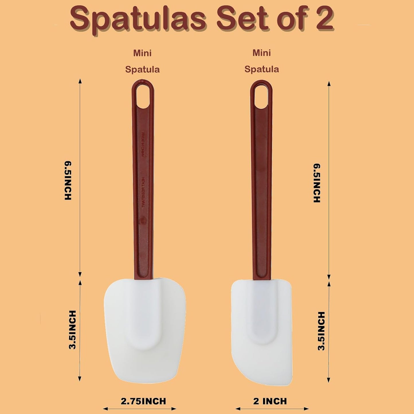 Silicone Spatulas Heat Resistant.Commercial Spatula for Cooking.Heavy Duty Rubber Spatulas.Silicone Spatula Set of 2 (9.5inch)