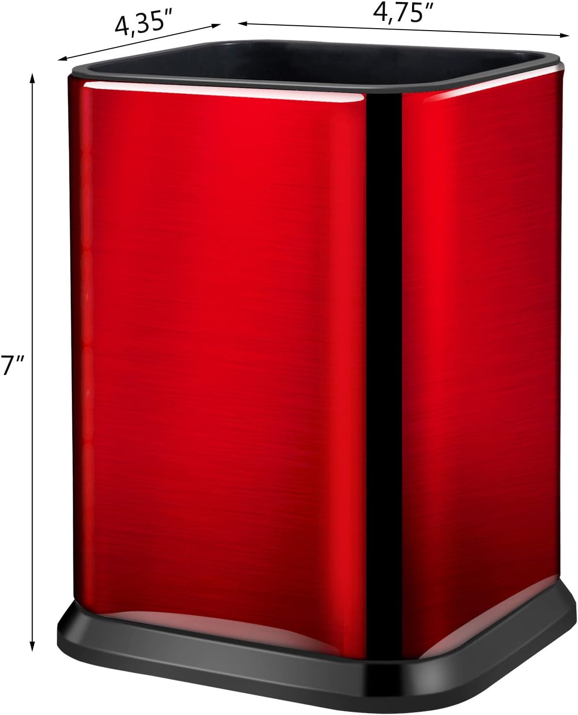 RedCall Stainless Steel Kitchen Utensil Holder for Countertop, Spoon Spatula Organizer,Modern Rectangular Large Cooking Utensil Caddy Counter,Utensil Crock (Stainless Steel Red)