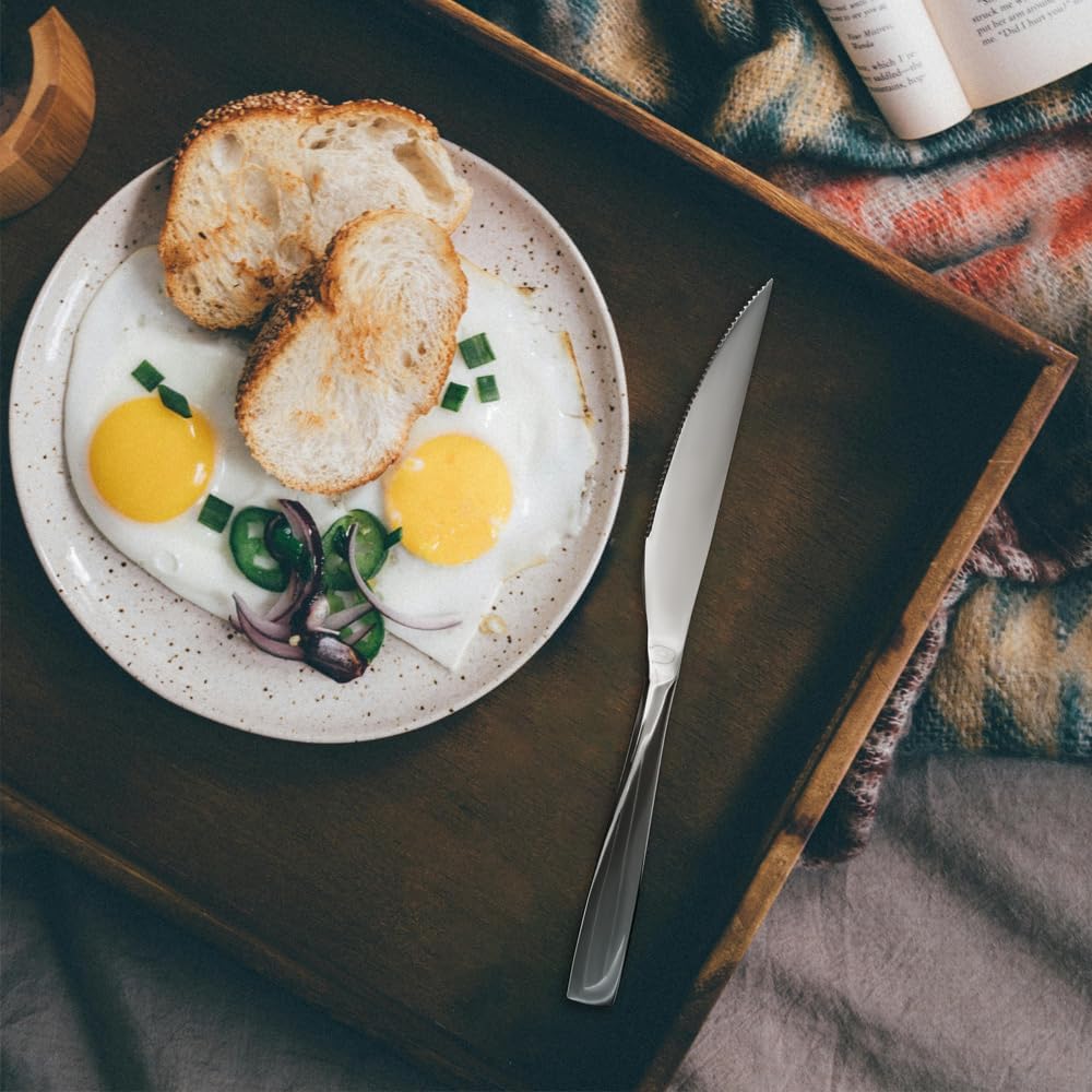 Steak Knives,12 piece Steak knife set,18/10 Stainless Steel Silverware Set Steak Knife Set For Home,Kitchen,Restaurant And Hotel,Mirror Polished& Dishwasher Safe