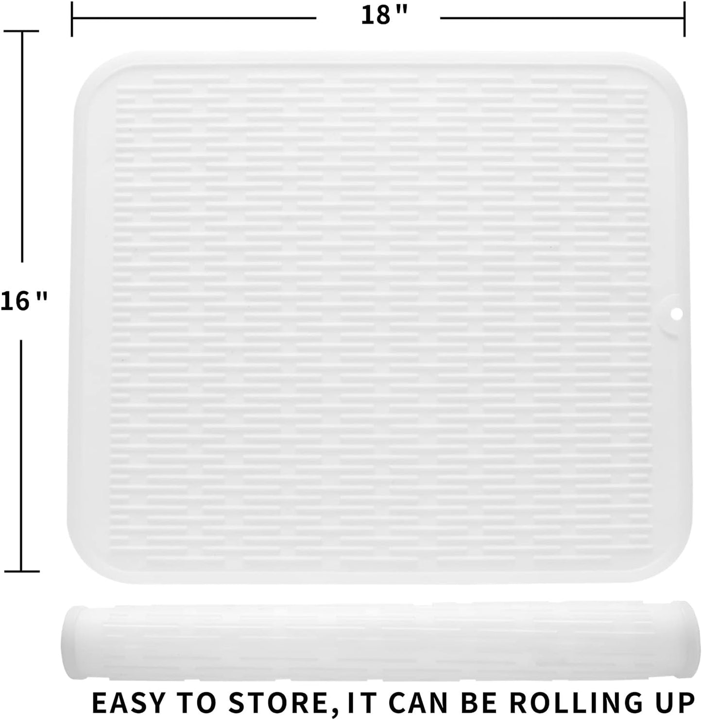 Silicone Dish Drying Mat for Multiple Usage,Easy clean,Eco-friendly,Heat-resistant Silicone Mat for Kitchen Counter or Sink,Refrigerator or Drawer Liner Translucent XL 18 inches x 16 inches