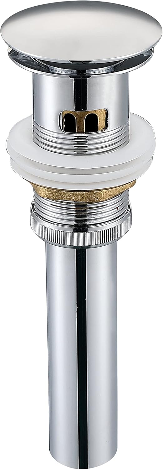 Stainless Steel Pop up Drain for Bathroom Sink Inst Sink Drain with Detachable Basket, Polished Chrome Drain Component with Overflow Bathroom Sink Drain