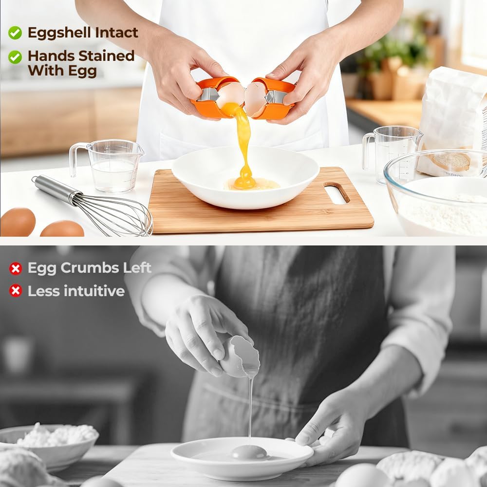 Egg Shell Opener, 2026 Upgrade Egg Peeler, Stainless Steel Egg Slicer for Hard Boiled Eggs, Egg Peeling Tool, Hard Boiled Egg Peeler, Egg Shell Cutter for Boiled Egg (Yellow)