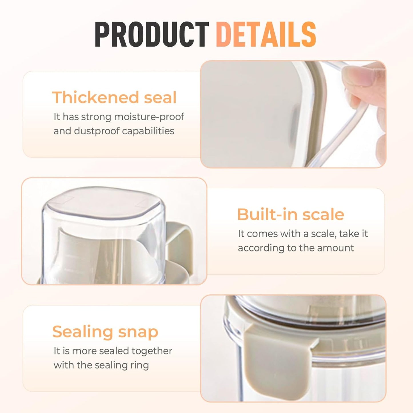 Clear Airtight Food Storage Containers, Transparent Cereal Dry Food Storage with Pouring Spout, for Flour, Sugar and Cereal (54oz white)