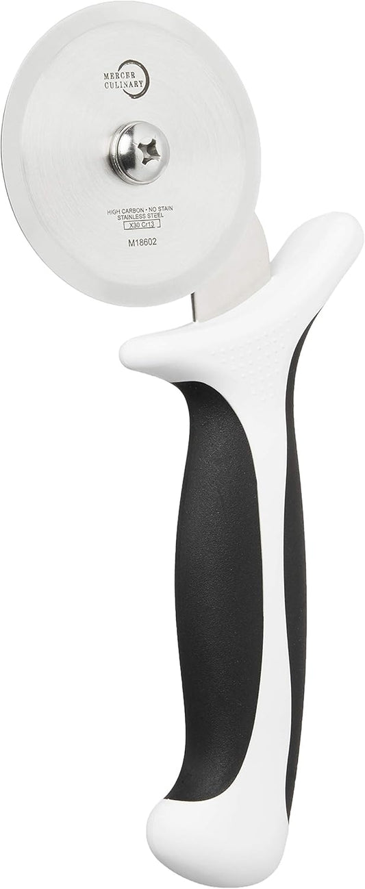 Mercer Culinary Millennia Pizza Cutter with White Handle, 2-3/4 Inch Wheel, Stainless Steel